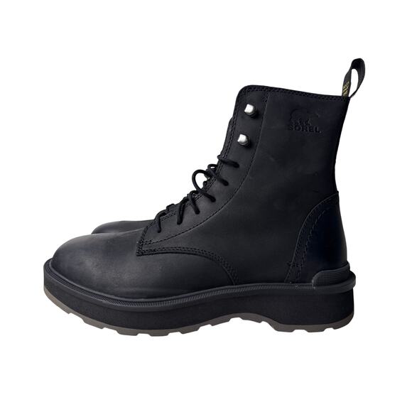 Sorel Hi-Line Lace Boots Women's Size 9 Black Waterproof Leather Low Heel Tabs - Picture 4 of 10